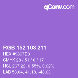 カラーコード: RGB 152 103 211 | qconv.com