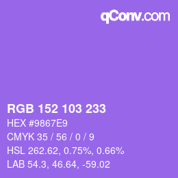 Color code: RGB 152 103 233 | qconv.com