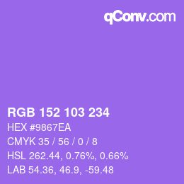 Color code: RGB 152 103 234 | qconv.com