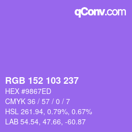 カラーコード: RGB 152 103 237 | qconv.com