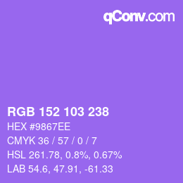 Color code: RGB 152 103 238 | qconv.com