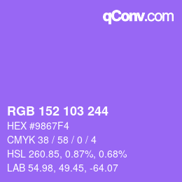 Color code: RGB 152 103 244 | qconv.com