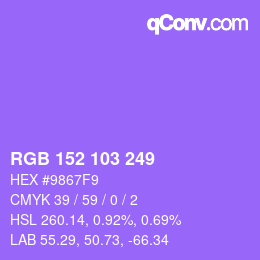 颜色代码: RGB 152 103 249 | qconv.com