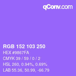 Color code: RGB 152 103 250 | qconv.com