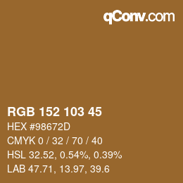 Color code: RGB 152 103 45 | qconv.com