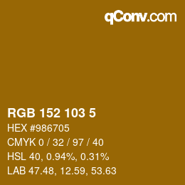 Color code: RGB 152 103 5 | qconv.com