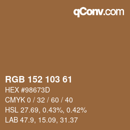 Color code: RGB 152 103 61 | qconv.com