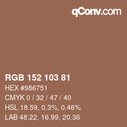 Color code: RGB 152 103 81 | qconv.com