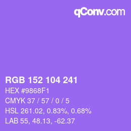 Color code: RGB 152 104 241 | qconv.com