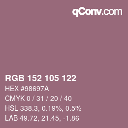 カラーコード: RGB 152 105 122 | qconv.com