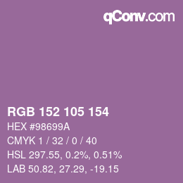 カラーコード: RGB 152 105 154 | qconv.com
