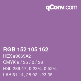 颜色代码: RGB 152 105 162 | qconv.com