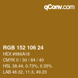 カラーコード: RGB 152 106 24 | qconv.com
