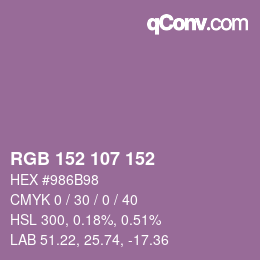 Color code: RGB 152 107 152 | qconv.com