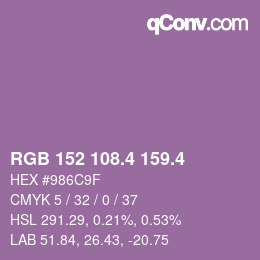 カラーコード: RGB 152 108.4 159.4 | qconv.com