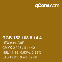 カラーコード: RGB 152 108.8 14.4 | qconv.com