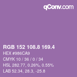 カラーコード: RGB 152 108.8 169.4 | qconv.com