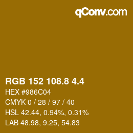カラーコード: RGB 152 108.8 4.4 | qconv.com