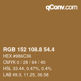 カラーコード: RGB 152 108.8 54.4 | qconv.com