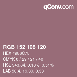 颜色代码: RGB 152 108 120 | qconv.com