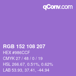 Color code: RGB 152 108 207 | qconv.com