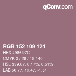 Código de color: RGB 152 109 124 | qconv.com