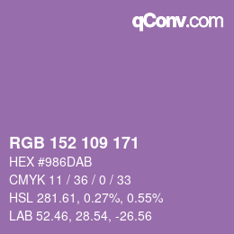 Farbcode: RGB 152 109 171 | qconv.com
