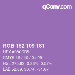 Color code: RGB 152 109 181 | qconv.com