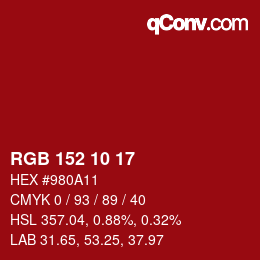 Color code: RGB 152 10 17 | qconv.com