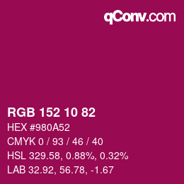 カラーコード: RGB 152 10 82 | qconv.com