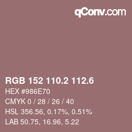 カラーコード: RGB 152 110.2 112.6 | qconv.com