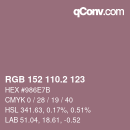 カラーコード: RGB 152 110.2 123 | qconv.com