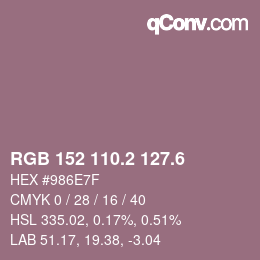 カラーコード: RGB 152 110.2 127.6 | qconv.com