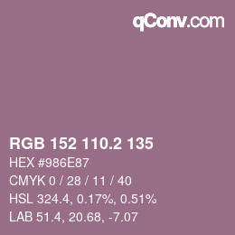 カラーコード: RGB 152 110.2 135 | qconv.com