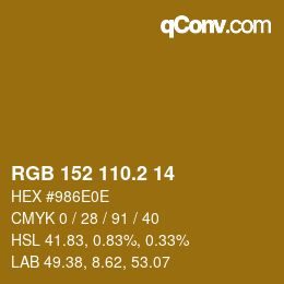 カラーコード: RGB 152 110.2 14 | qconv.com