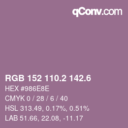 カラーコード: RGB 152 110.2 142.6 | qconv.com