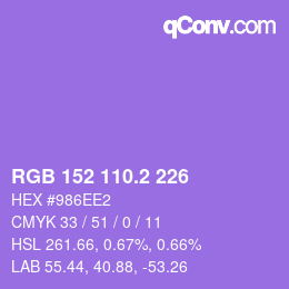 カラーコード: RGB 152 110.2 226 | qconv.com