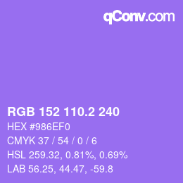 カラーコード: RGB 152 110.2 240 | qconv.com