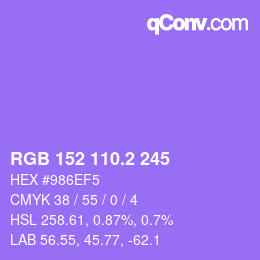 カラーコード: RGB 152 110.2 245 | qconv.com