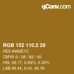 カラーコード: RGB 152 110.2 28 | qconv.com