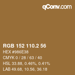カラーコード: RGB 152 110.2 56 | qconv.com