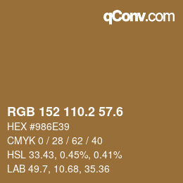 カラーコード: RGB 152 110.2 57.6 | qconv.com