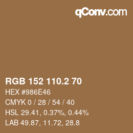 カラーコード: RGB 152 110.2 70 | qconv.com