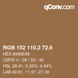 カラーコード: RGB 152 110.2 72.6 | qconv.com