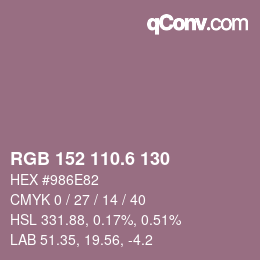 カラーコード: RGB 152 110.6 130 | qconv.com