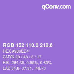 カラーコード: RGB 152 110.6 212.6 | qconv.com