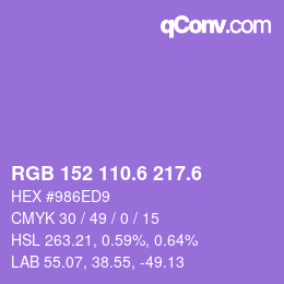 カラーコード: RGB 152 110.6 217.6 | qconv.com