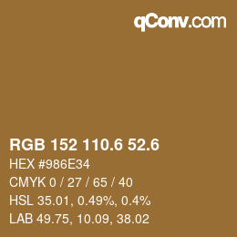 カラーコード: RGB 152 110.6 52.6 | qconv.com