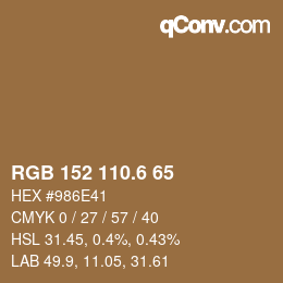 カラーコード: RGB 152 110.6 65 | qconv.com