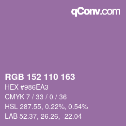 Color code: RGB 152 110 163 | qconv.com